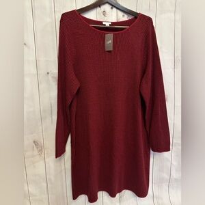 J. Jill Houndstooth Knit Sweater Dress Red Women's XL Petite NTW
